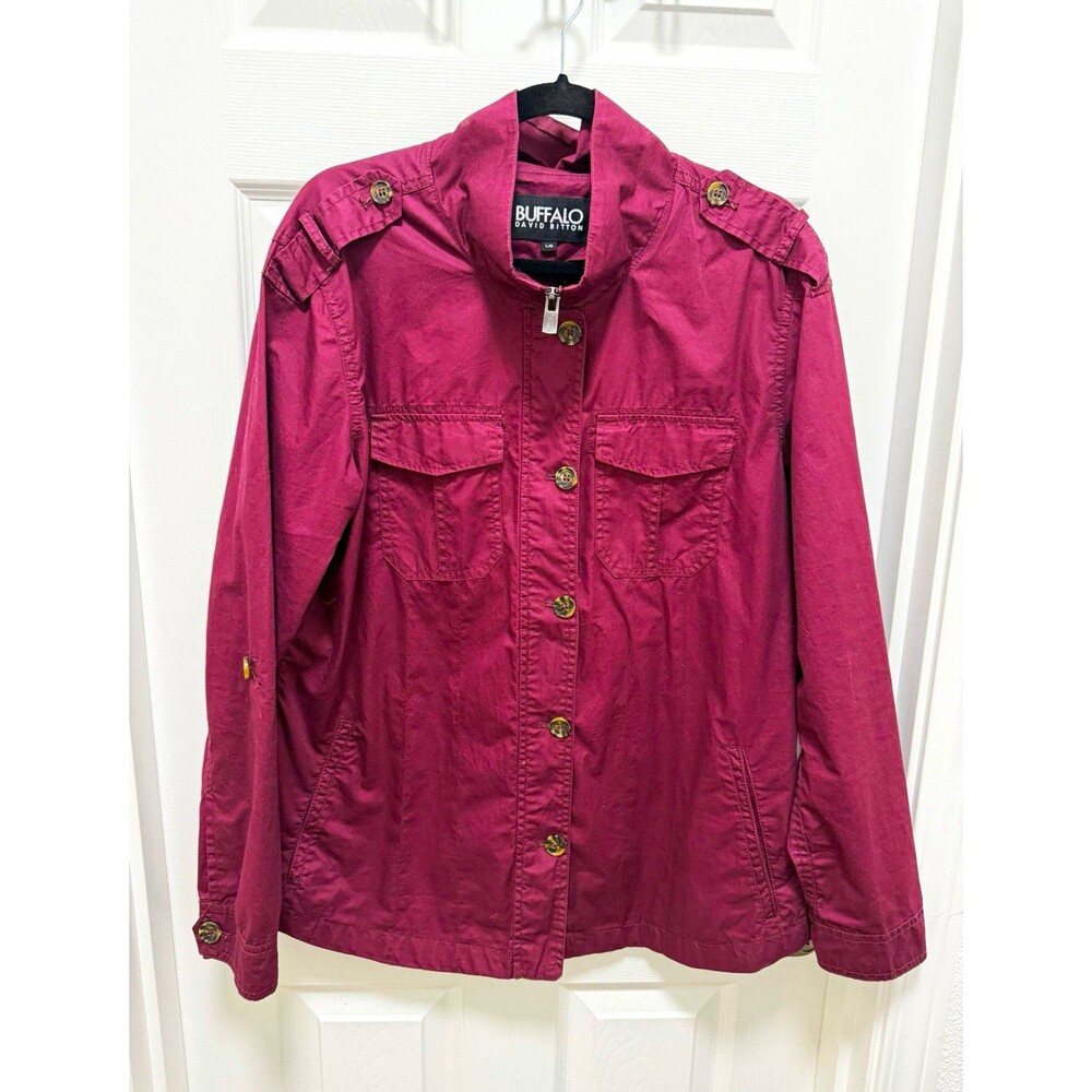 Buffalo David Bitton Women’s Burgundy Military Jacket w/ Pockets Size L
